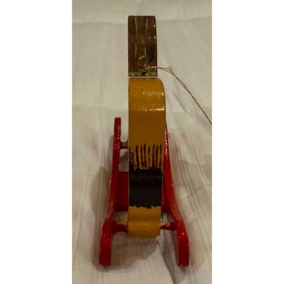 Vintage Hand-Painted Wooden Lion Rocking Toy Ornament - Picture 5 of 6